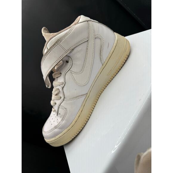 Nike Air Force 1 Hightop Sneakers - All White with White Swoosh - Size 8M main image 8